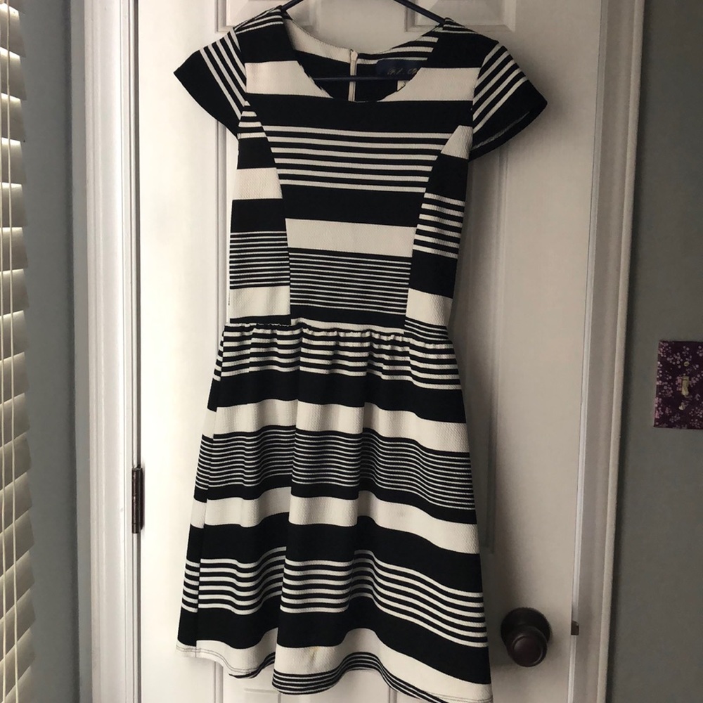 Francesca’s Blue Rain Black and White Dress